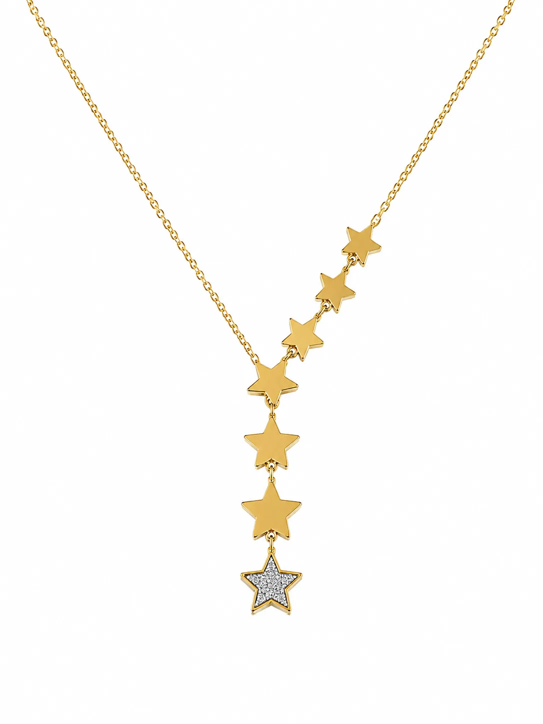 Colar Estelar Cascata em Aço Inoxidável Dourado