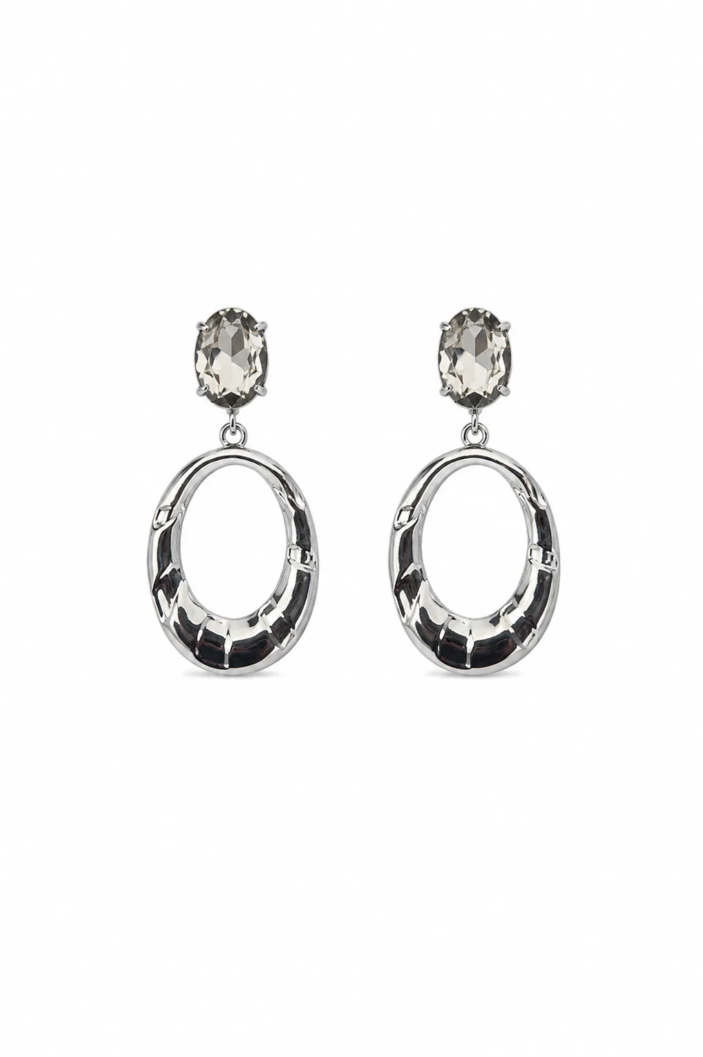 Brincos Cristal e Argola Prateada