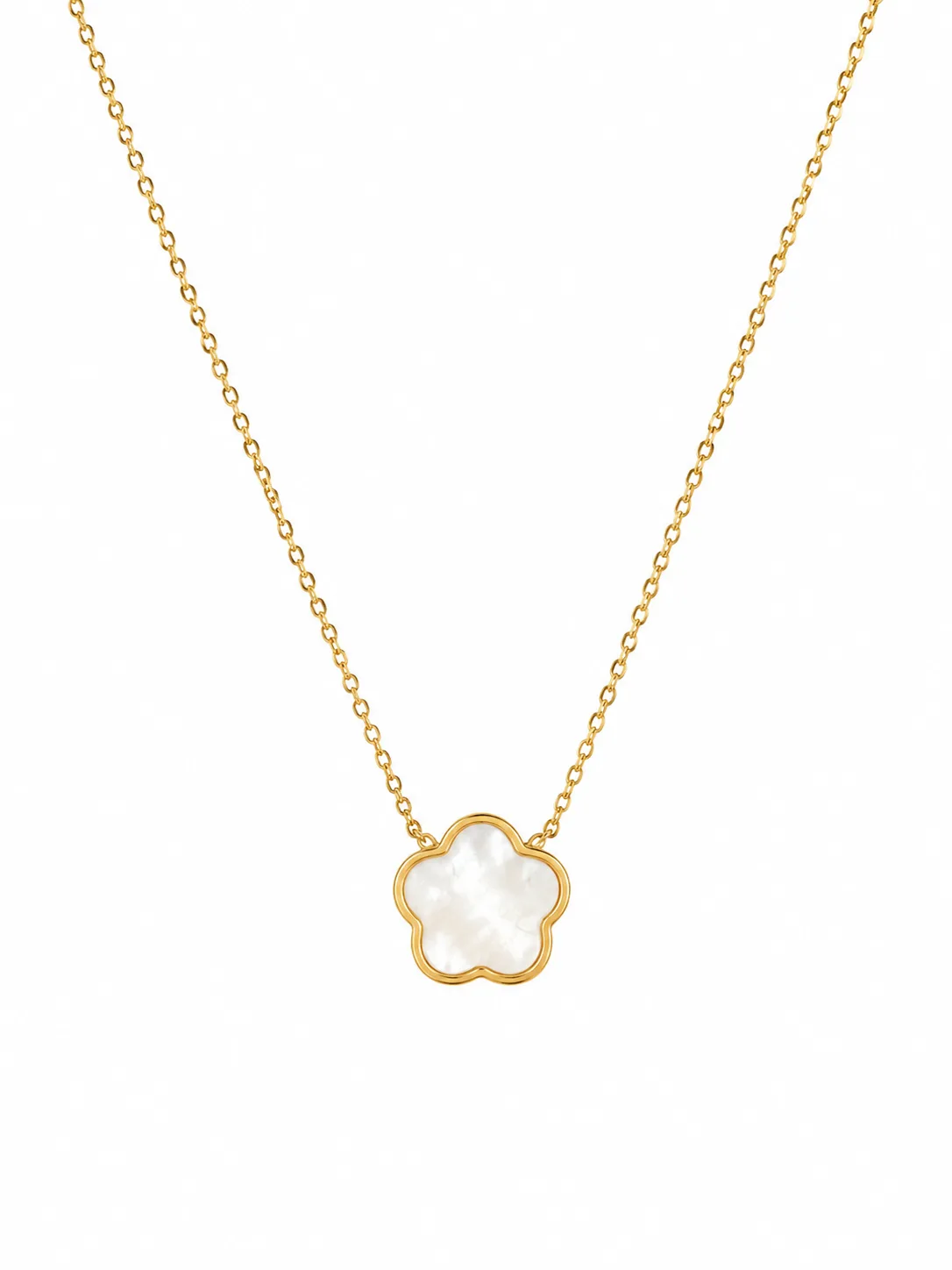 Colar Flor Madrepérola Dourado em Aço Inoxidável