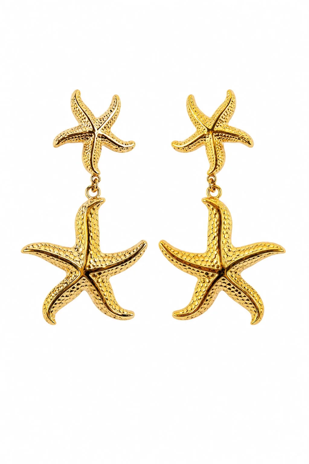 Brincos Duas Estrelas do Mar Douradas