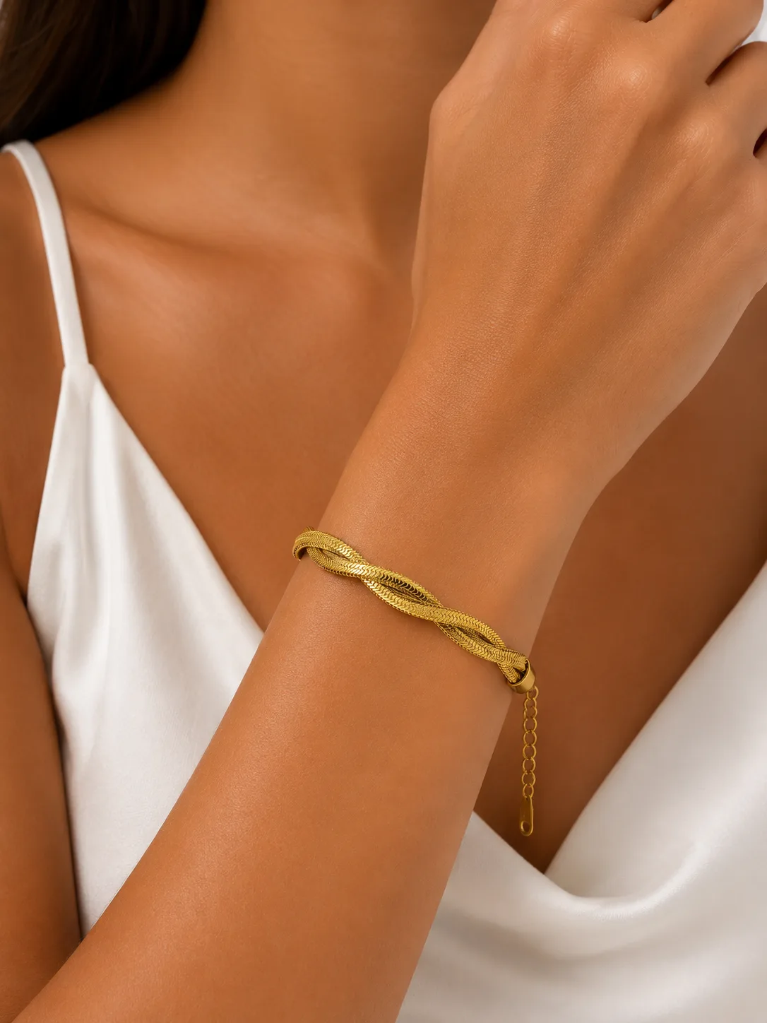 Pulseira Trançada Dourada Premium em Aço Inoxidável — foto 2