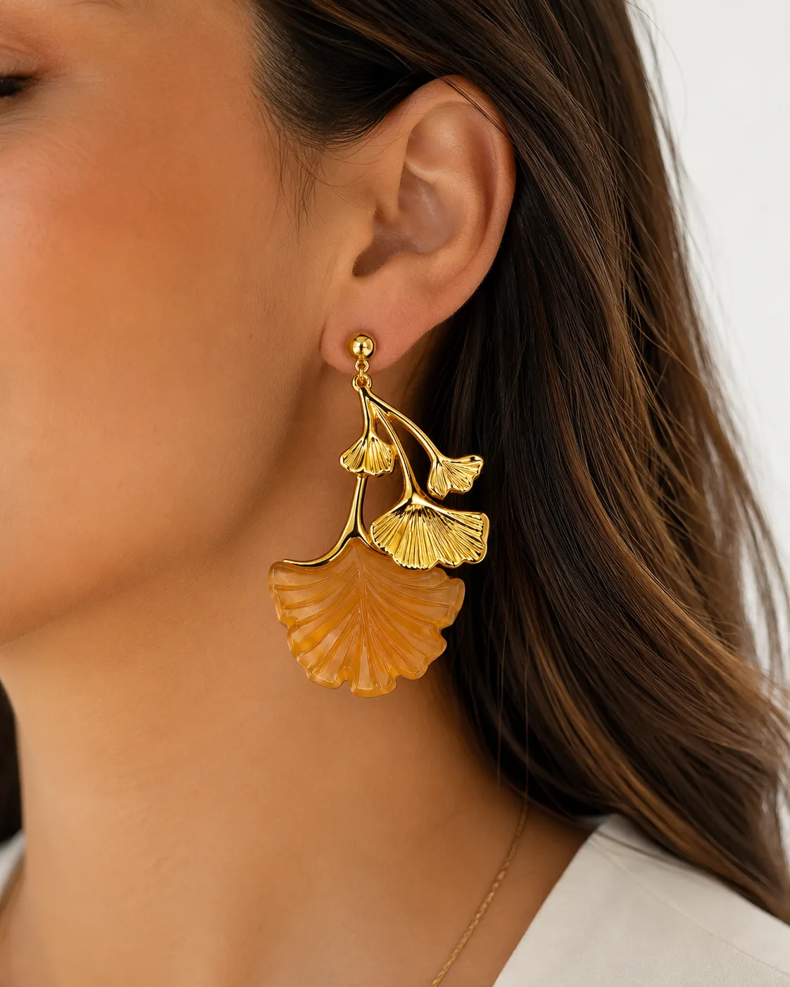 Brincos Ginkgo Âmbar — foto 2