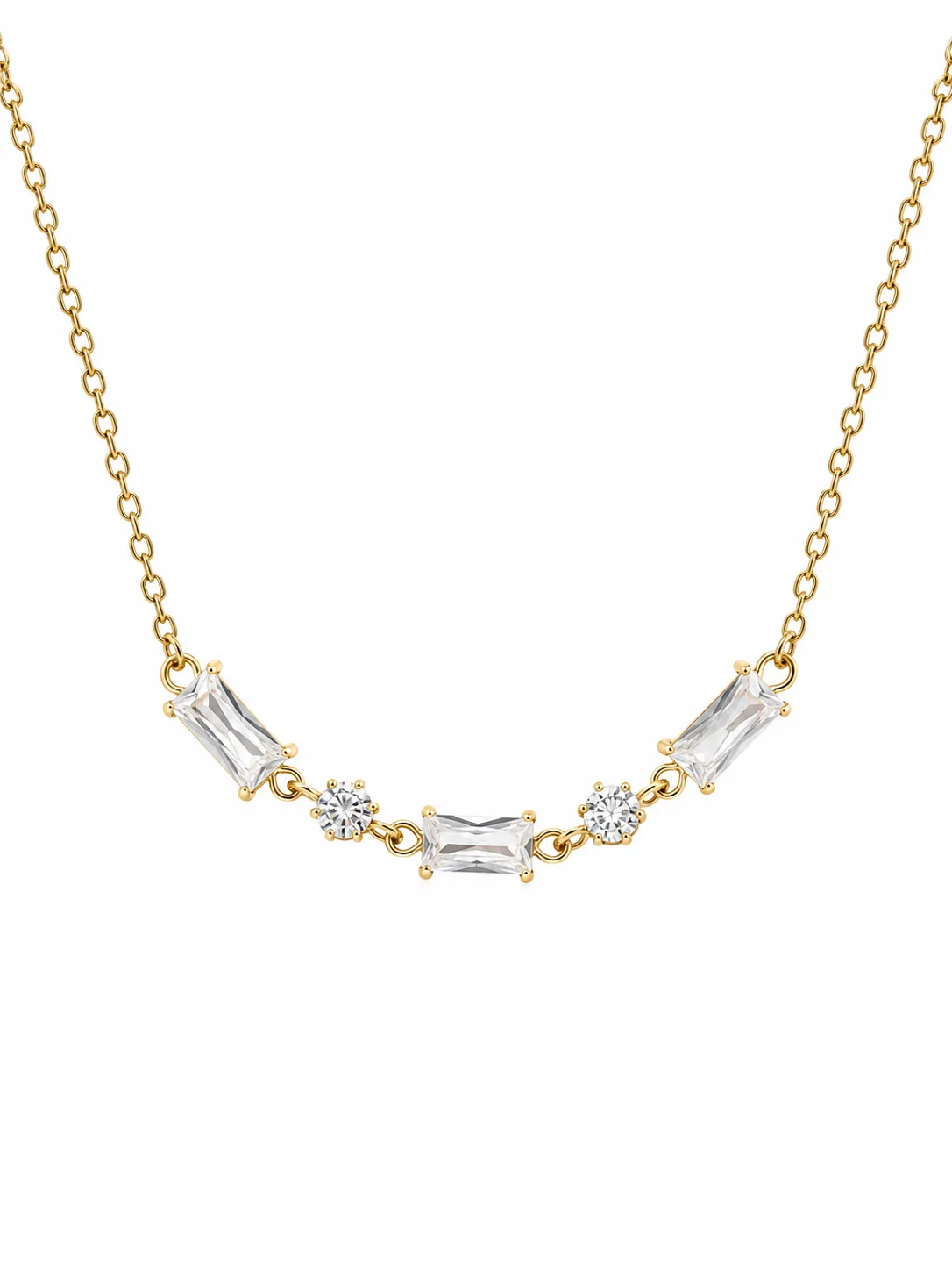 Colar Elegance Cristal em Aço Inoxidável Dourado