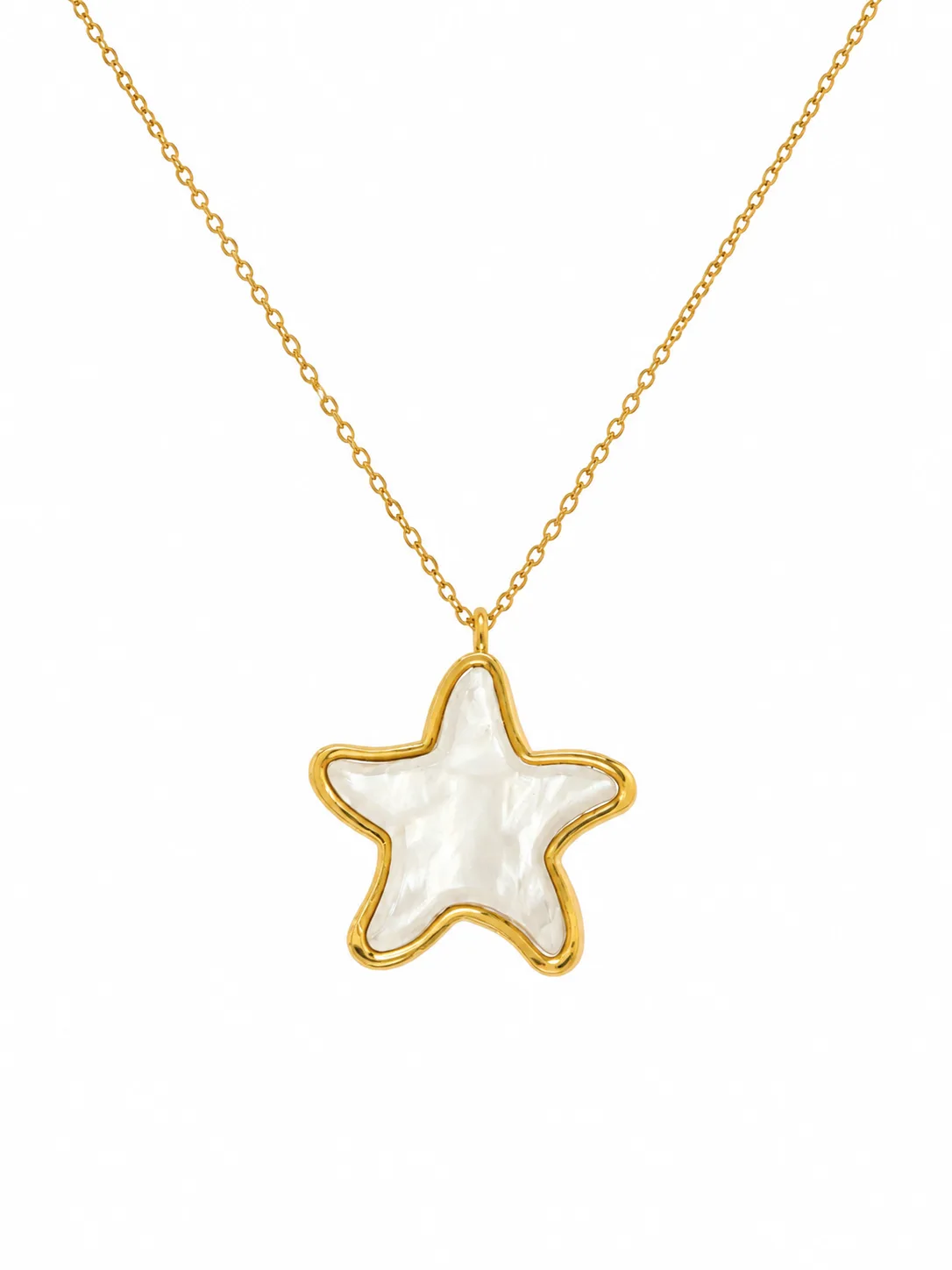 Colar Estrela Madrepérola em Aço Inoxidável Dourado