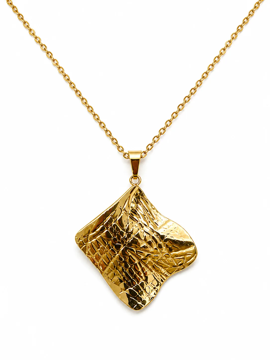 Colar Elegance Texturizado em Aço Inoxidável Dourado