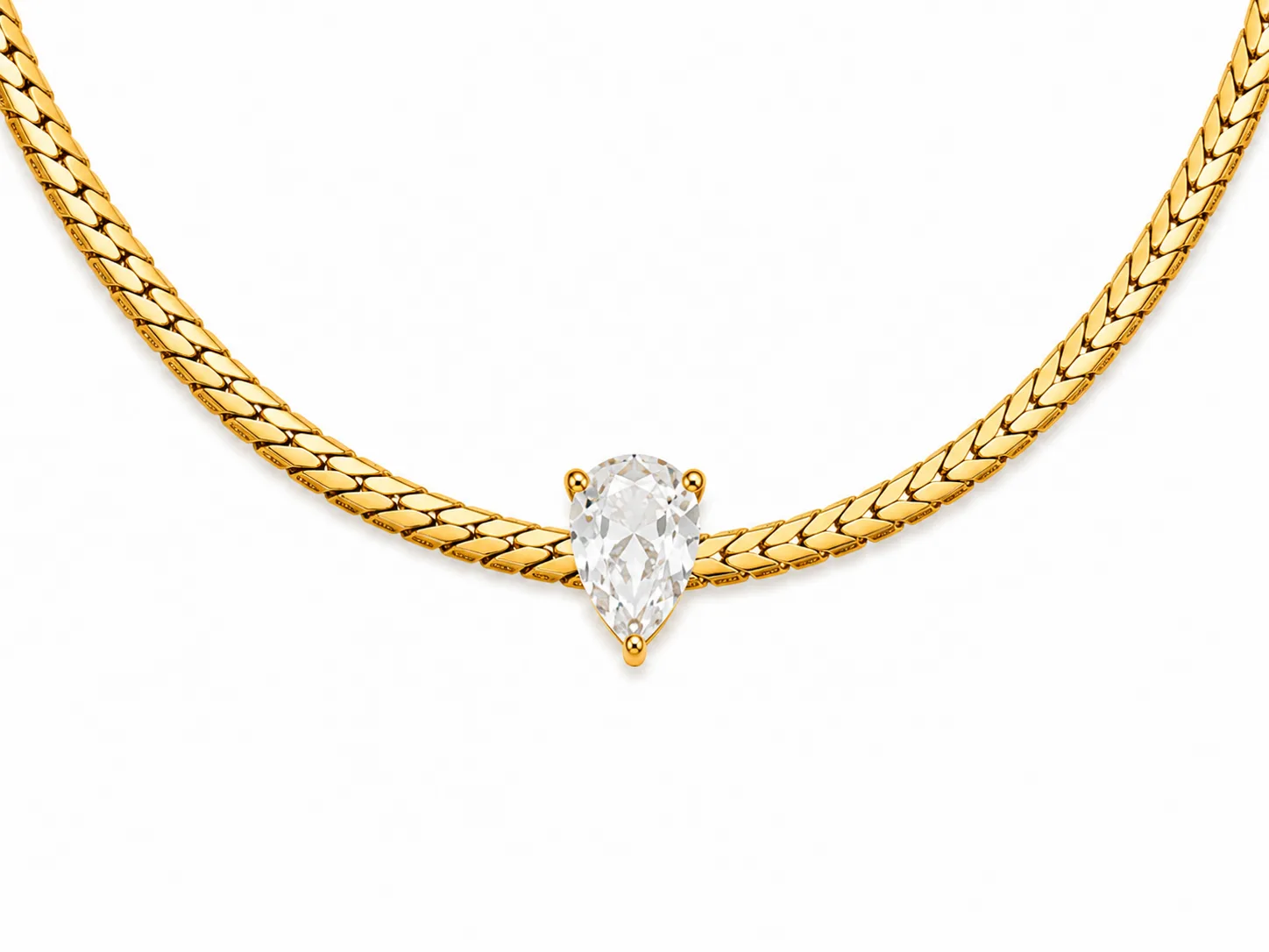 Colar Gota Crystal em Aço Inoxidável Dourado