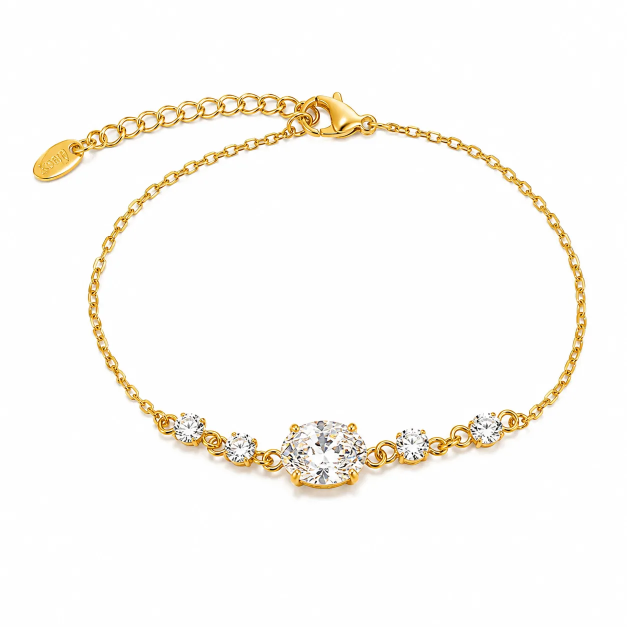 Pulseira Elegance Cristal em Aço Inoxidável Dourado