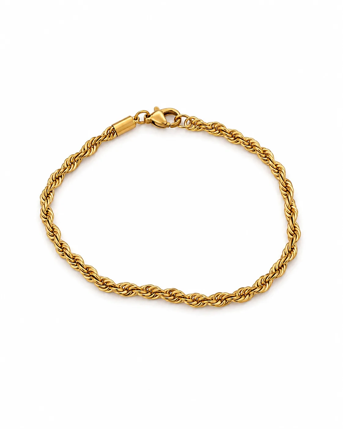 Pulseira Corda Dourada em Aço Inoxidável