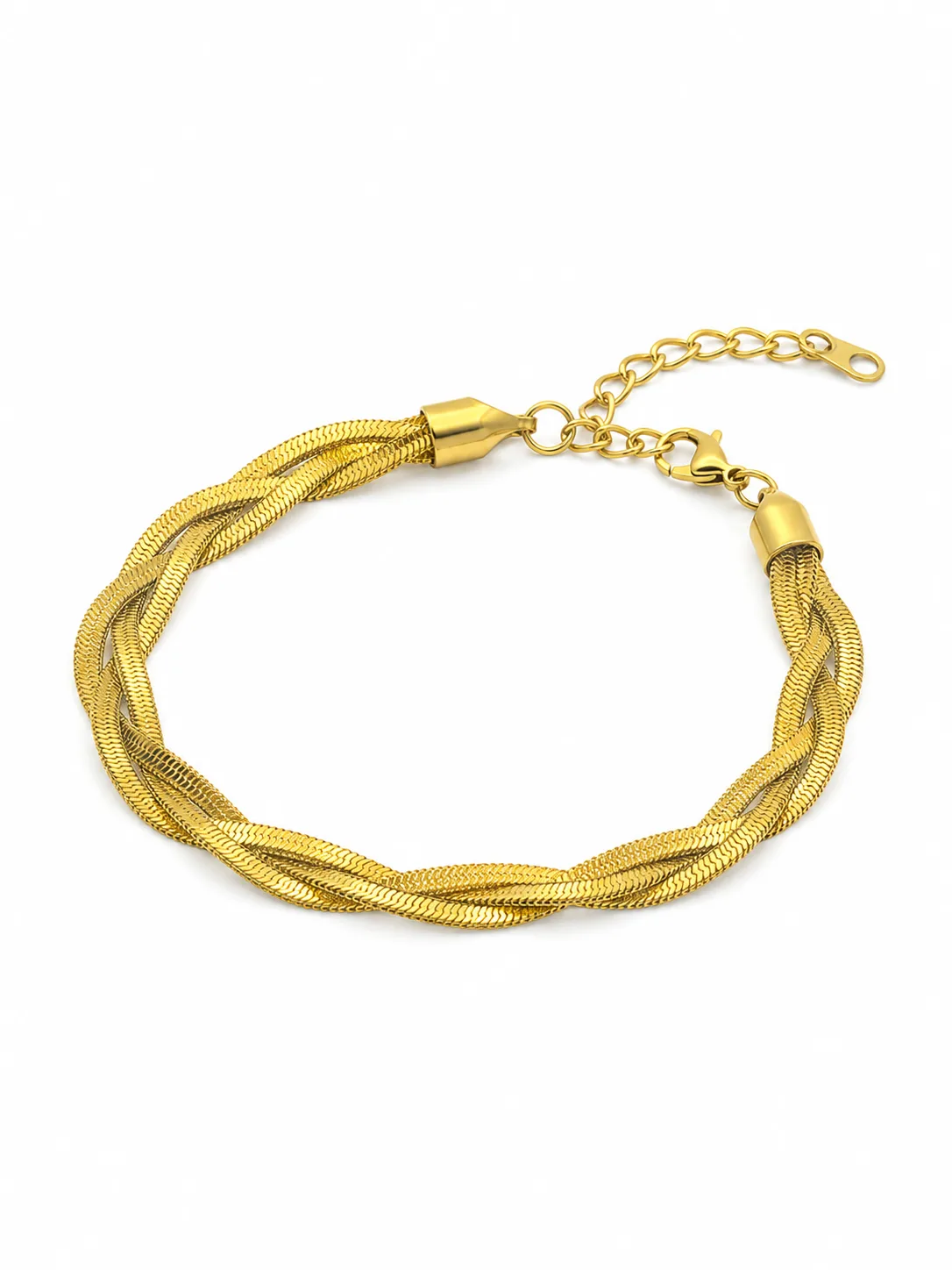 Pulseira Trançada Dourada Premium em Aço Inoxidável