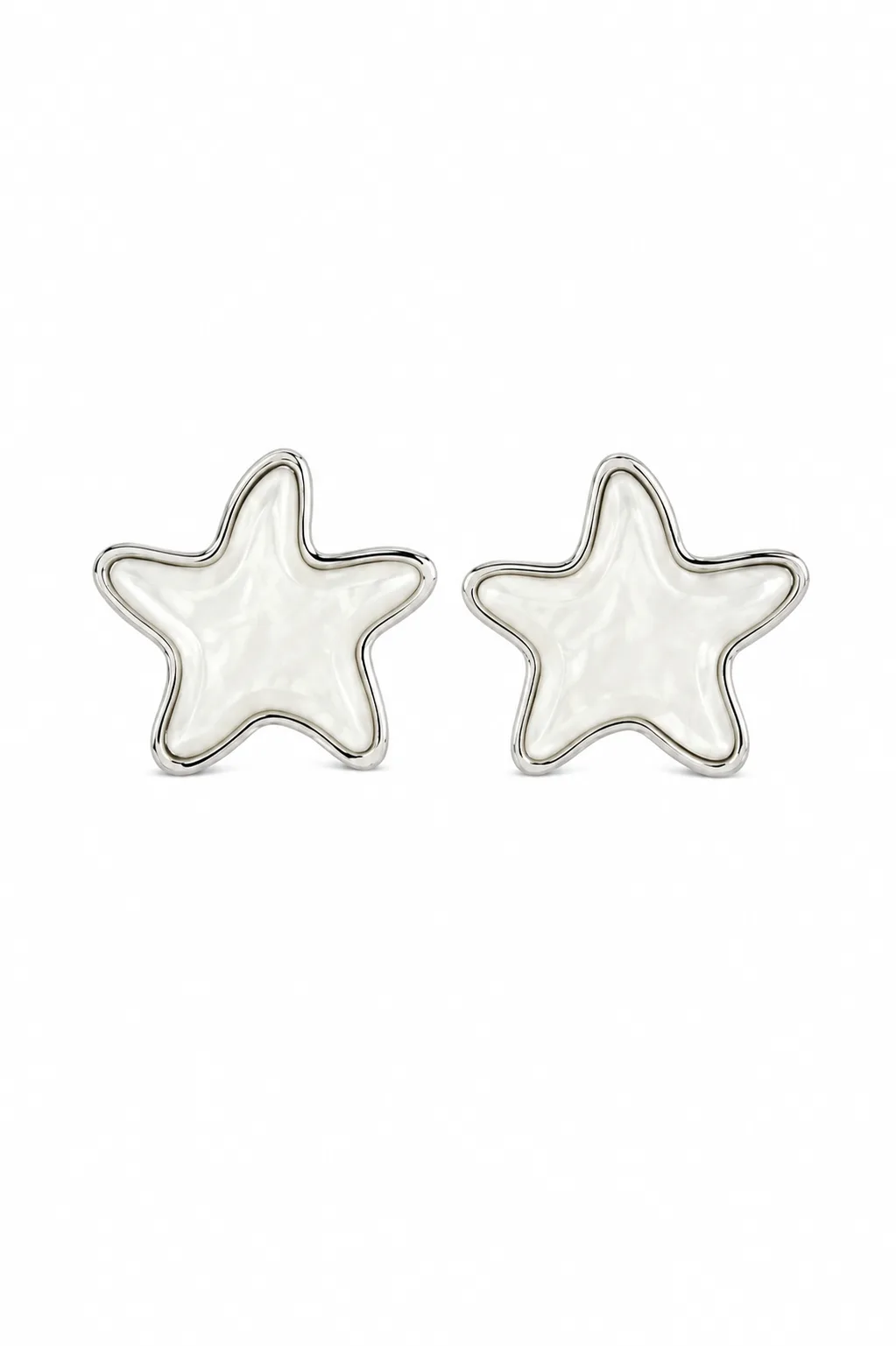 Brincos Estrela Nacarada Prateada