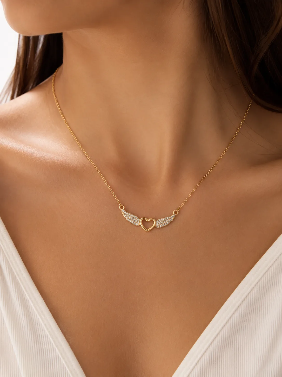 Colar Asas do Amor em Aço Inoxidável Dourado — foto 2