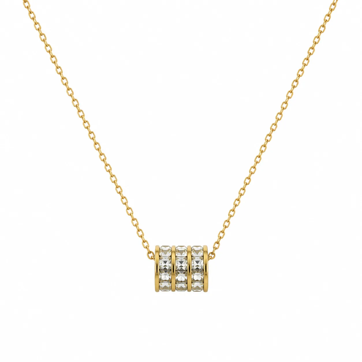 Colar Elegance Cristal Dourado em Aço Inoxidável