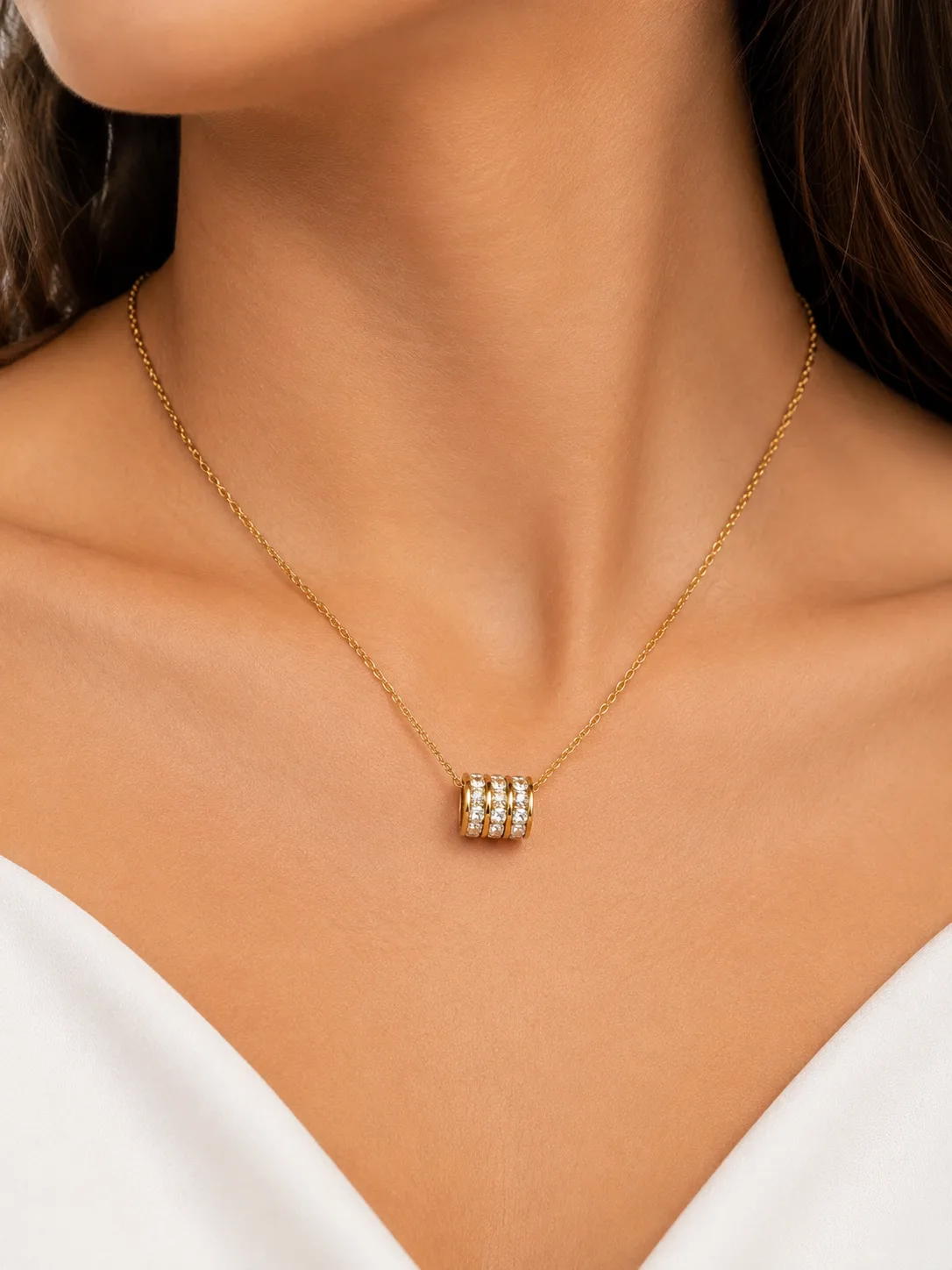 Colar Elegance Cristal Dourado em Aço Inoxidável — foto 2