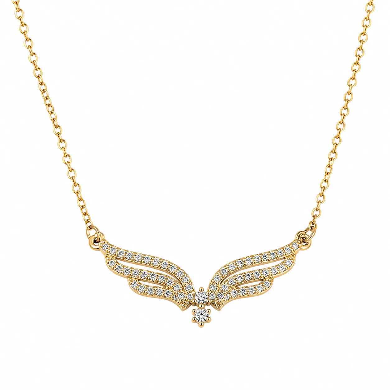 Colar Asas Radiantes Dourado em Aço Inoxidável