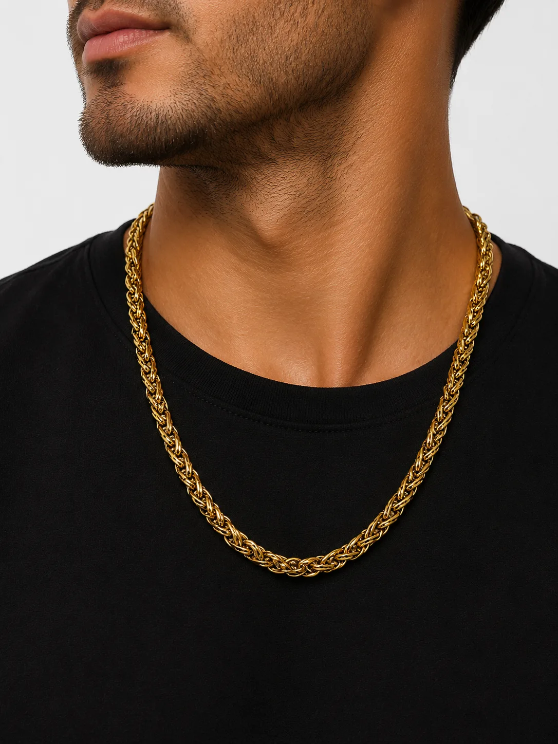 Colar Corrente Bizantina Premium em Aço Inoxidável Dourado — foto 2