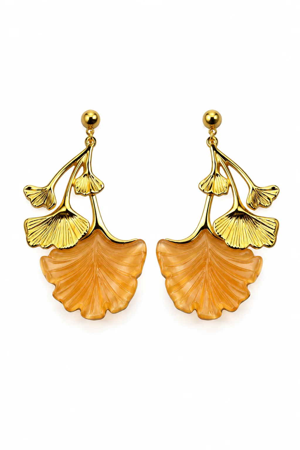 Brincos Ginkgo Âmbar