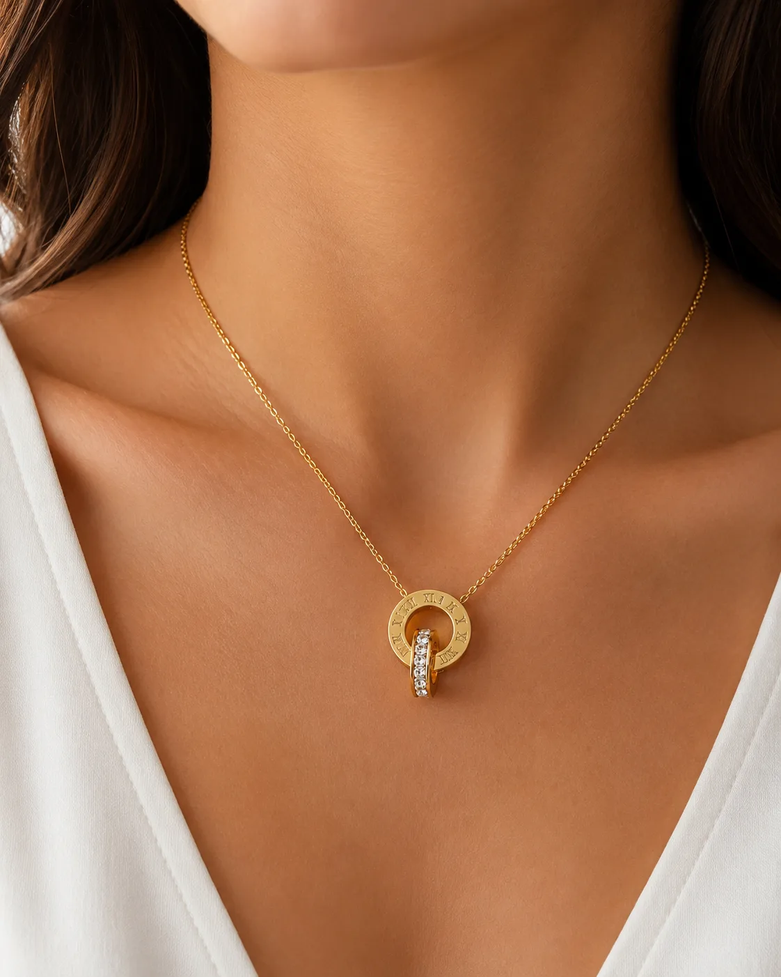 Colar Eternity Romano em Aço Inoxidável Dourado — foto 2
