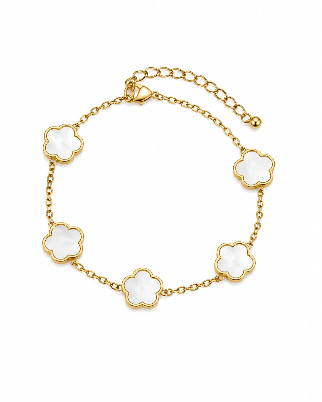 Pulseira Trevo Elegance Branco em Aço Inoxidável