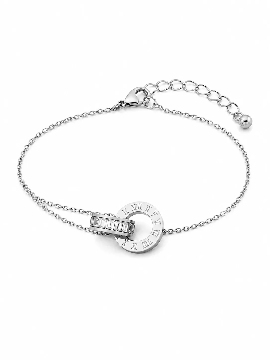 Pulseira Roman Crystal Prata em Aço Inoxidável