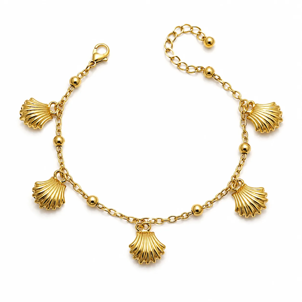 Pulseira Conchas Douradas em Aço Inoxidável