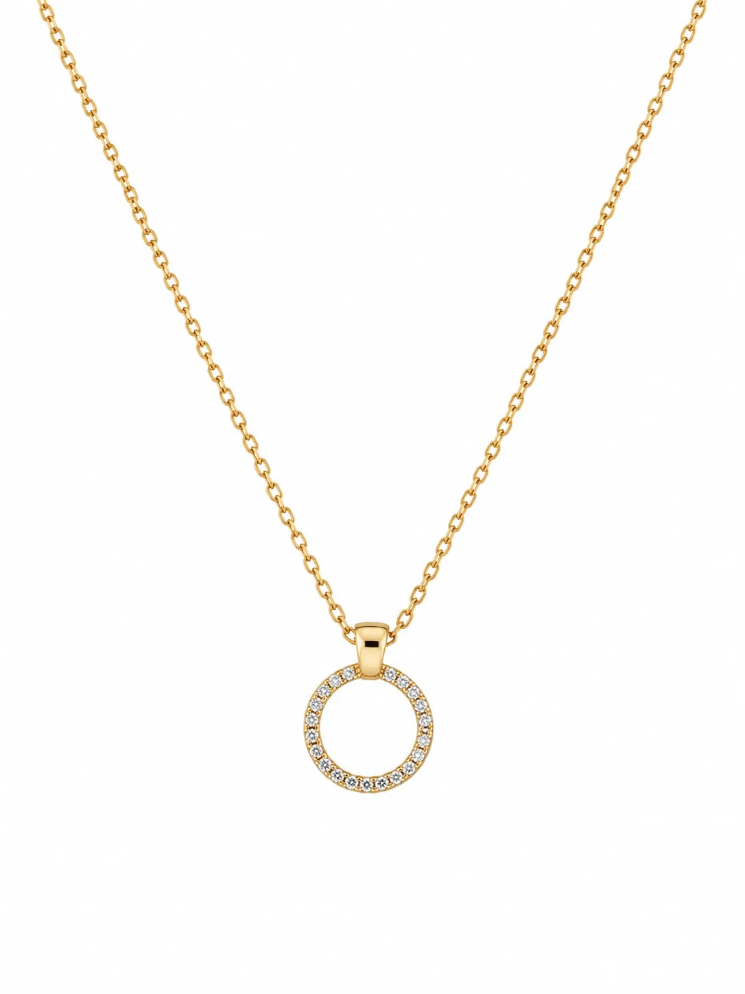 Colar Círculo Brilhante em Aço Inoxidável Dourado