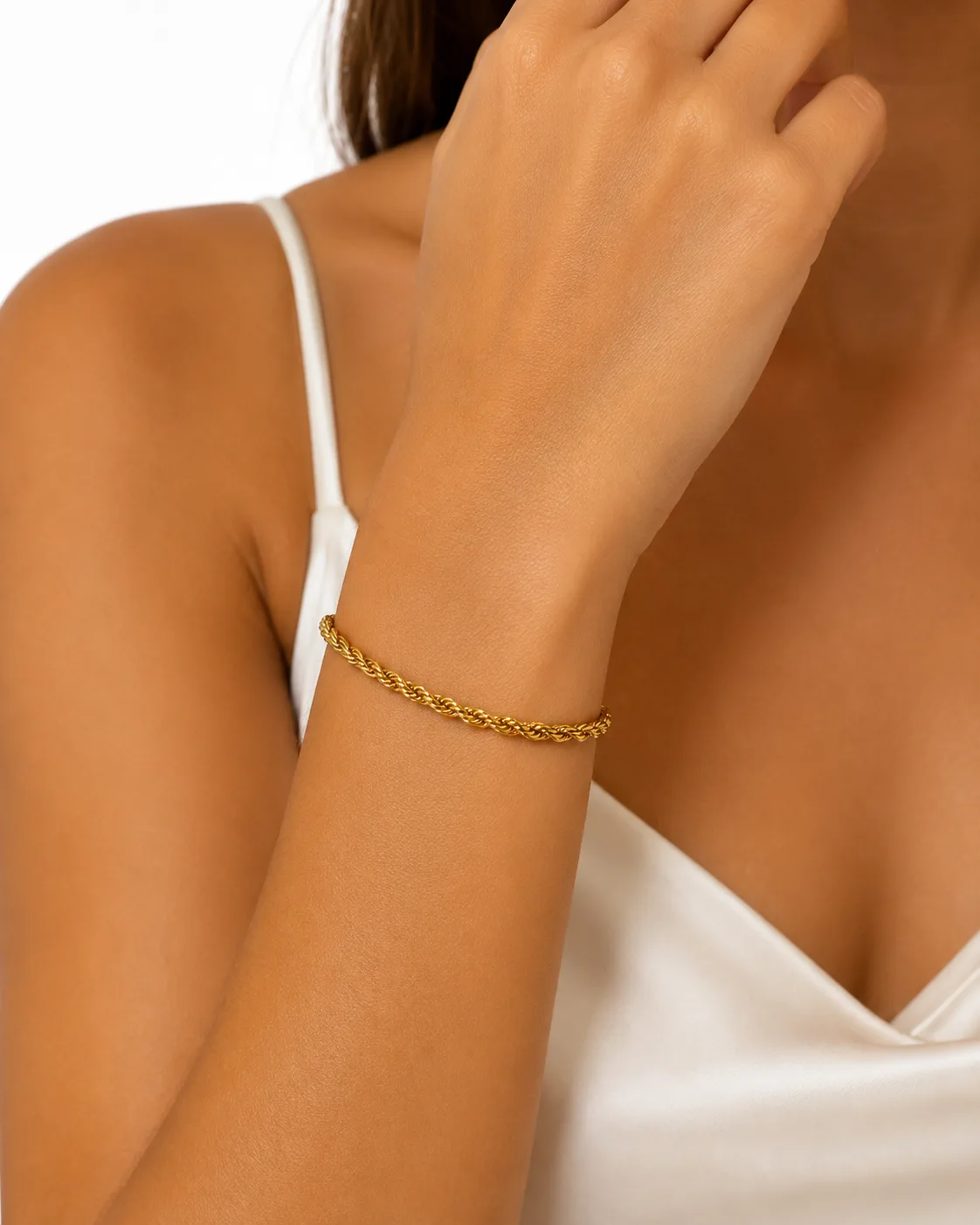 Pulseira Corda Dourada em Aço Inoxidável — foto 2