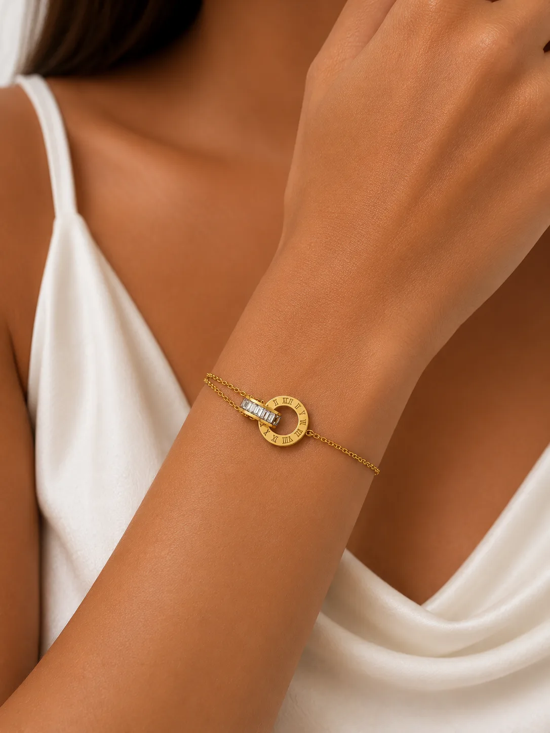 Pulseira Elegance Romana com Cristais em Aço Inoxidável — foto 2